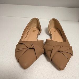 Tan Women's Flats with Knot Detail